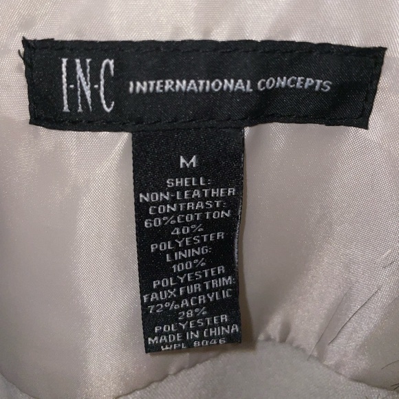 INC Cloth & Faux Leather Jacket With Fur Size M - Picture 4 of 7